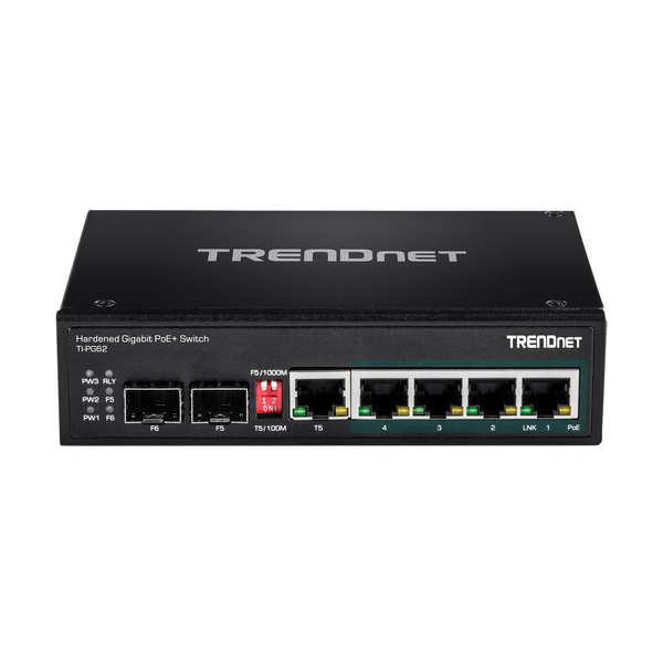 სვიჩი TRENDnet TI-PG62 6-Port Hardened Industrial Gigabit PoE+ DIN-Rail Switch