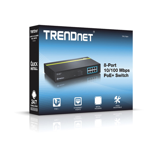 სვიჩი TRENDnet TPE-T80H v1.0R 10/100 Mb/s 8-Port PoE+ Switch