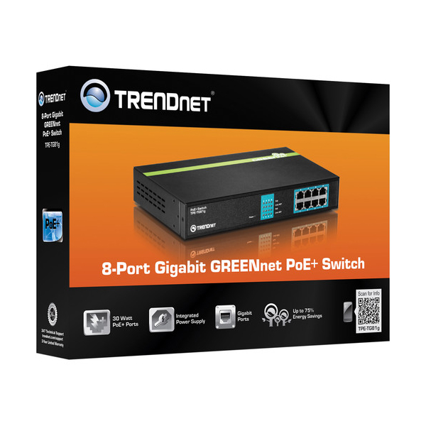 სვიჩი TRENDnet TPE-TG81G 8-Port Gigabit PoE+ Unmanaged Switch