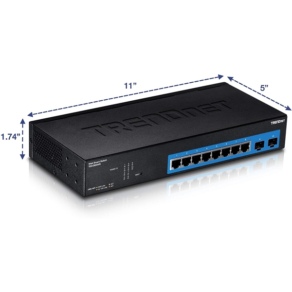 სვიჩი TRENDnet TEG-082WS 8-port Gigabit Web Smart Switch w/ 2 Shared SFP Slots