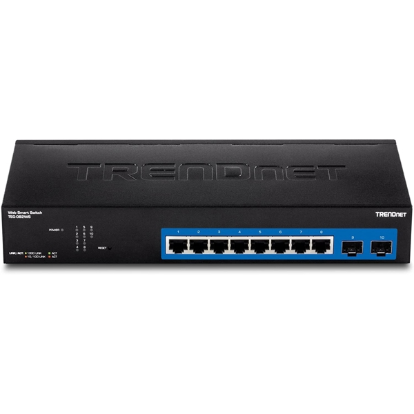 სვიჩი TRENDnet TEG-082WS 8-port Gigabit Web Smart Switch w/ 2 Shared SFP Slots