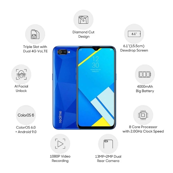 მობილური ტელეფონი Realme C2 2GB, 32GB RMX1941 LTE Blue