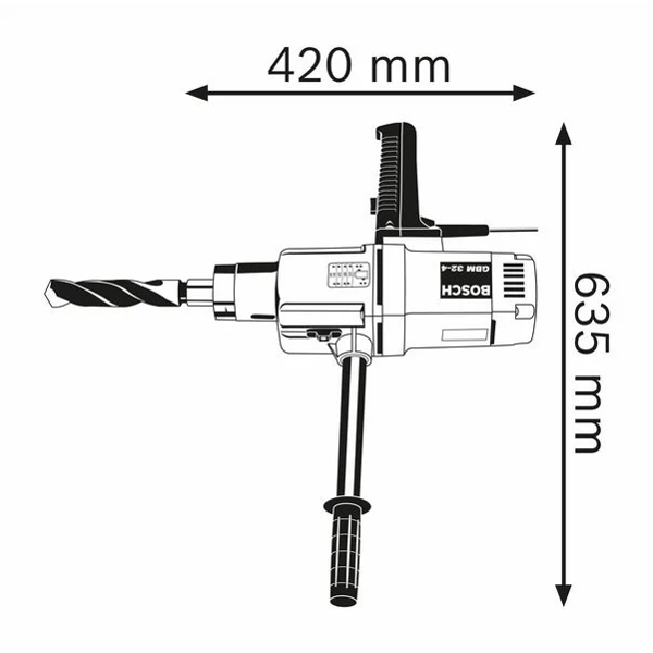 საბურღი BOSCH GBM 32-4 DRILL in case 1500W