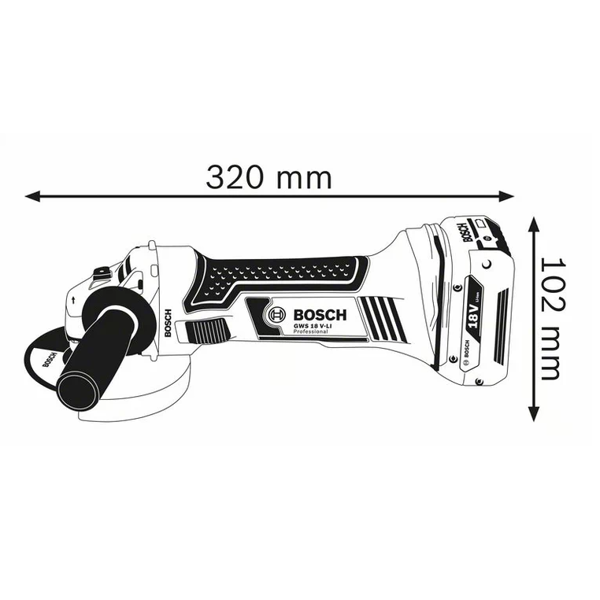 კუთხსასხეხი BOSCH GWS 18 V-LI 10.000 rpm