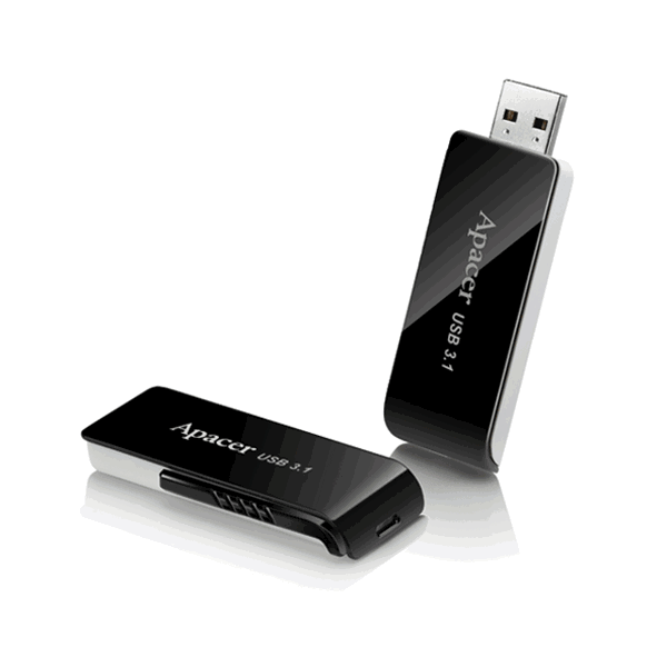 USB ფლეშ მეხსიერაბა Apacer USB3.1 Flash Drive AH350 16GB Black