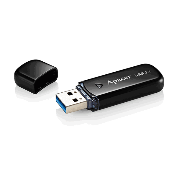 USB ფლეშ მეხსიერაბა Apacer USB3.1 Flash Drive AH355 16GB Black 