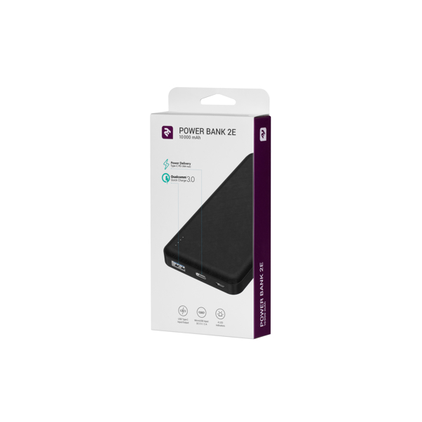 პორტატული დამტენი 2E PB1019AQC Power Bank 10 000 mAh Black