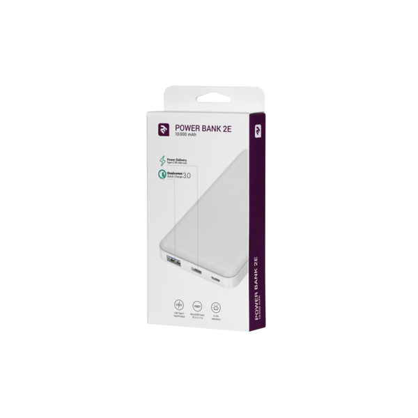 პორტატული დამტენი 2E PB1019AQC Power Bank 10 000 mAh White