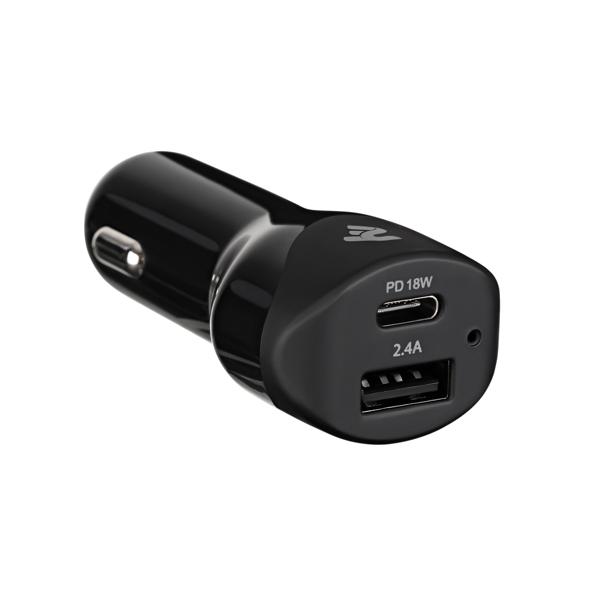მანქანის დამტენი 2E ACR18WQC Car Charger Dual USB (30W) Type-C PD, USB 2.4A, Black