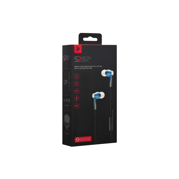 ყურსასმენი 2E S2 IES2BL Metal Skin with control switch&mic Wired Blue