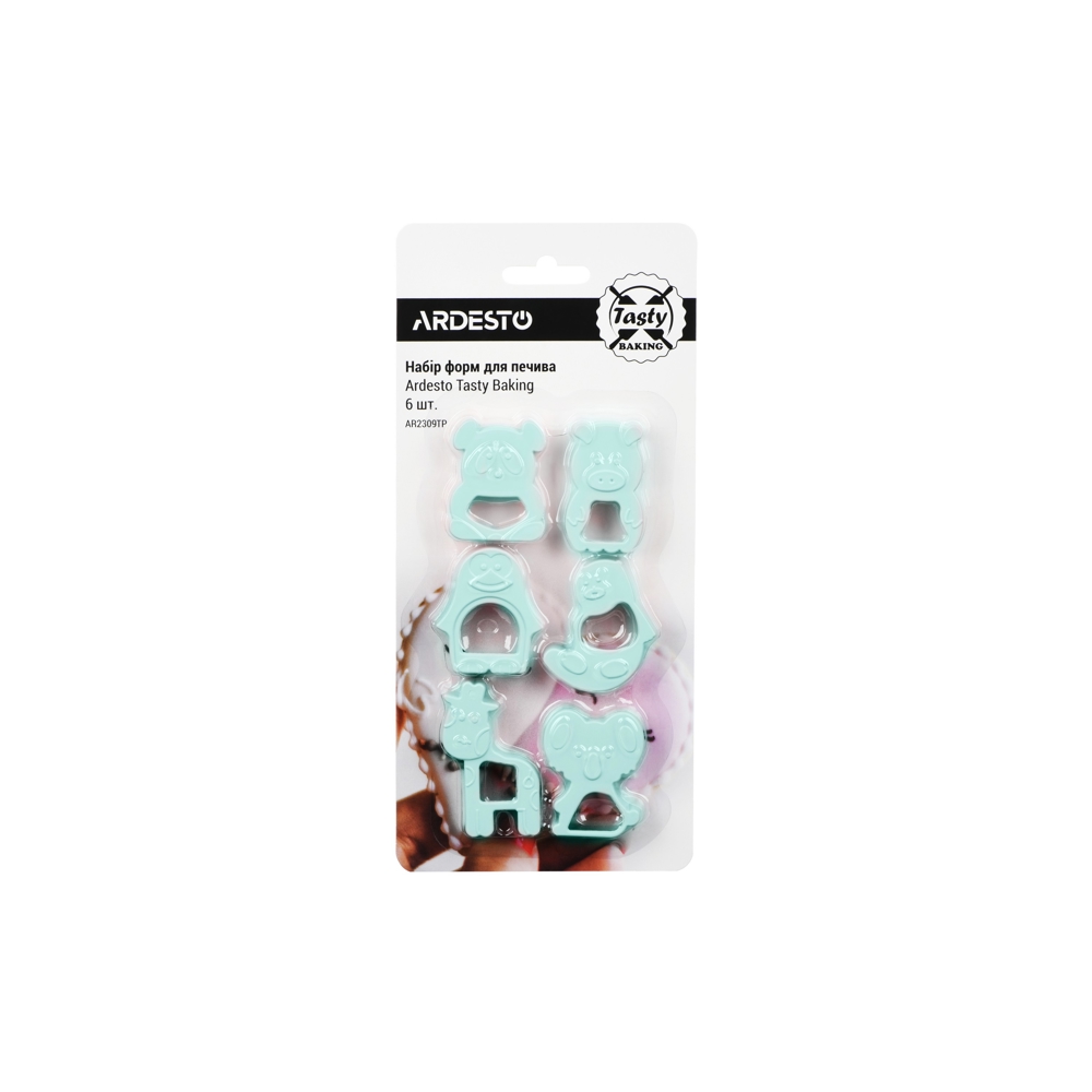ARDESTO AR2309TP Animals Biscuit Moulds 6 pcs, tiffany Blue
