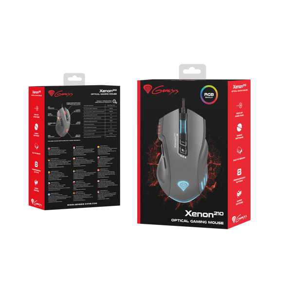 მაუსი GENESIS Gaming Optiocal Mouse Xenon 210 3200DPI RGB, With Software Black