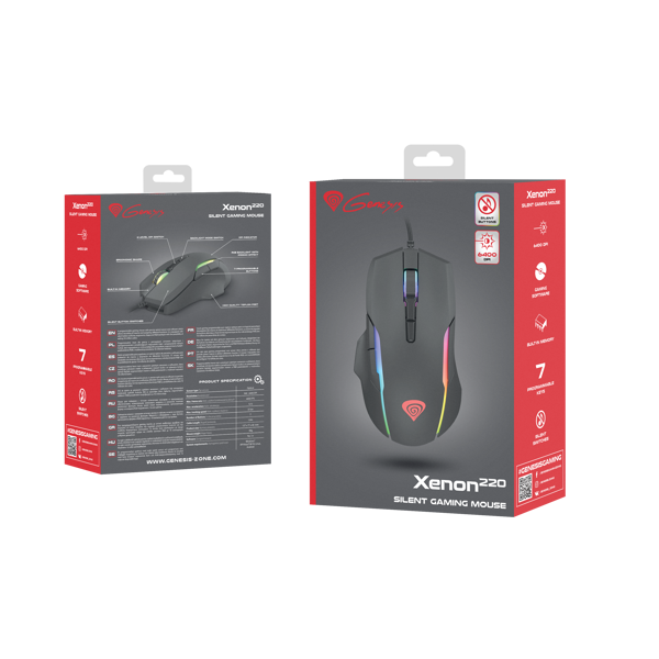 მაუსი GENESIS Gaming Optiocal Mouse Xenon 220 3000DPI With Software Black