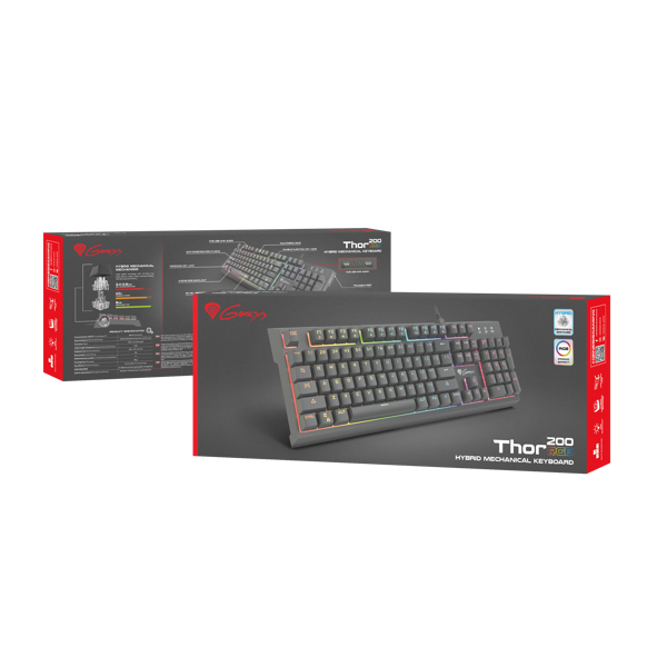 კლავიატურა GENESIS THOR 200 Gaming Keyboard Hybrid RGB Switch Blacklight US Layout