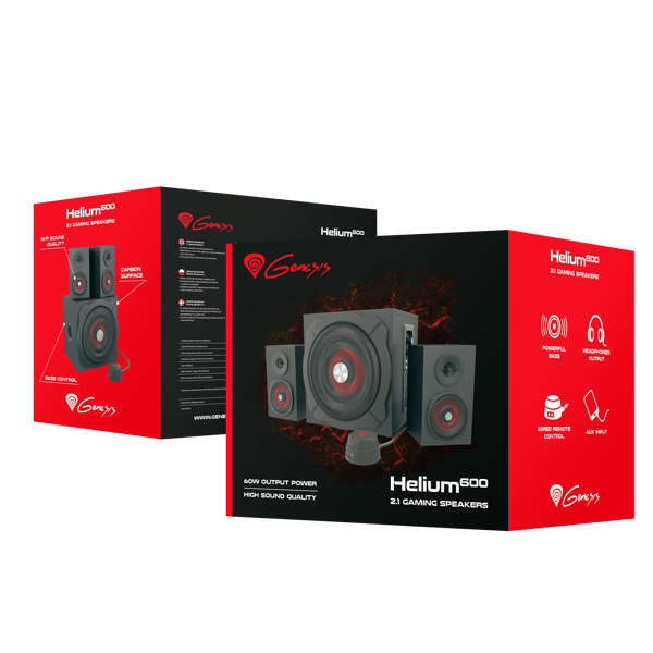 დინამიკი GENESIS HELIUM 600 Gaming Speakers 2.1 60W Red, Black