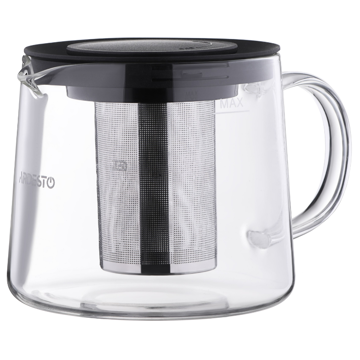 ჩაის დასაყენებელი ჭიქა ARDESTO AR0710FP Tea pot Black Mars, 1000 ml, stainless steel, glass