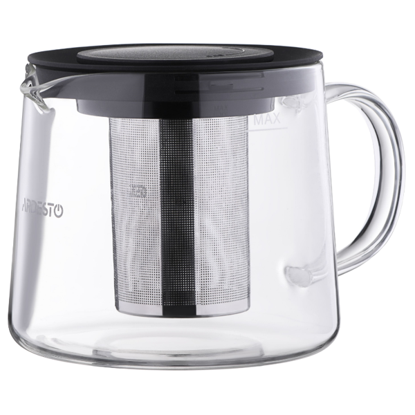 ARDESTO AR0710FP Tea pot Black Mars, 1000 ml, stainless steel, glass