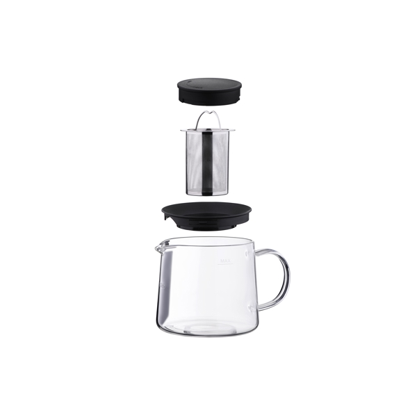 ჩაის დასაყენებელი ჭიქა ARDESTO AR0710FP Tea pot Black Mars, 1000 ml, stainless steel, glass