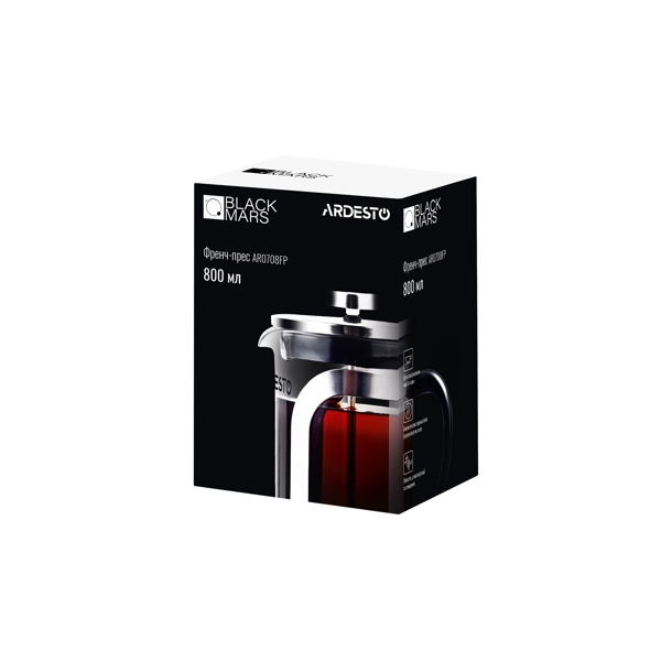 ჩაიდანი ARDESTO AR0708FP French press Black Mars, 800 ml, stainless steel, glass