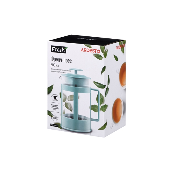 ჩაიდანი ARDESTO AR1008TF French press Fresh, 800 ml, Tiffany Blue, Plastic, Glass