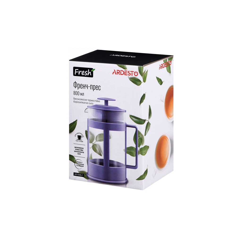 ჩაიდანი ARDESTO AR1008LF French press Fresh, 0.8l, lilac, Plastic, Glass