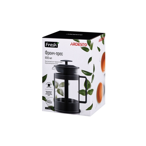 ჩაიდანი ARDESTO AR1008BLF French press Fresh, 800 ml, Black, Plastic, Glass