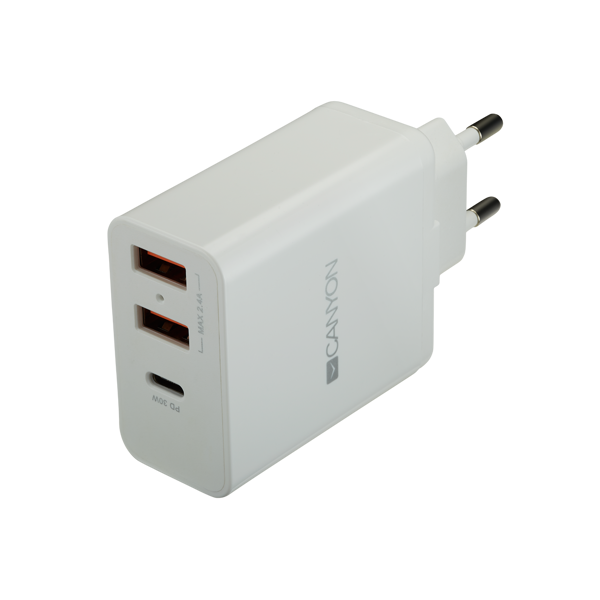 მობილურის დამტენი CANYON Universal 3xUSB AC charger CNE-CHA08W