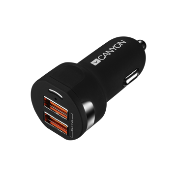 მანქანის მულტიფუნქციური დამტენი CANYON  Universal 2xUSB car adapter CNE-CCA04B