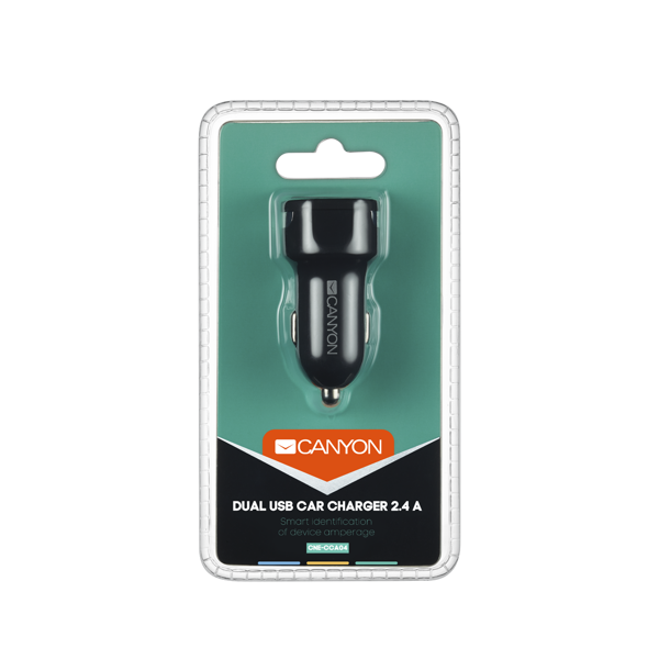 მანქანის მულტიფუნქციური დამტენი CANYON  Universal 2xUSB car adapter CNE-CCA04B