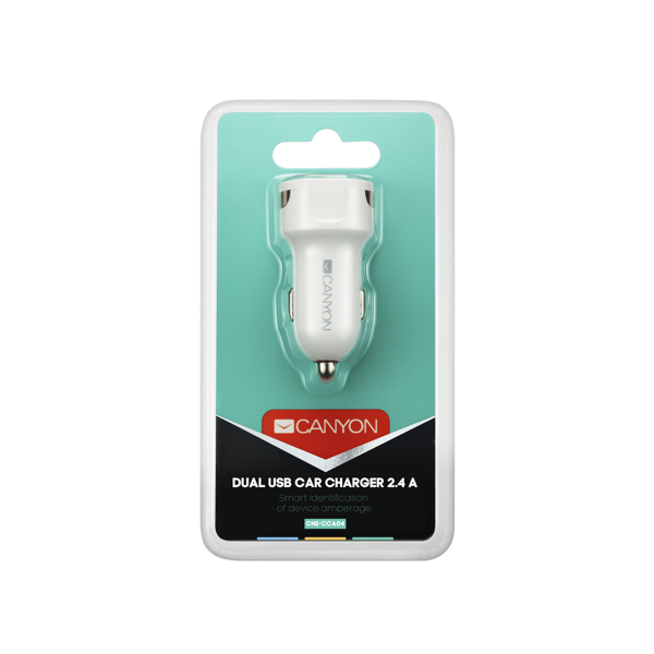 მანქანის მულტიფუნქციური დამტენი CANYON  Universal 2xUSB car adapter CNE-CCA04W