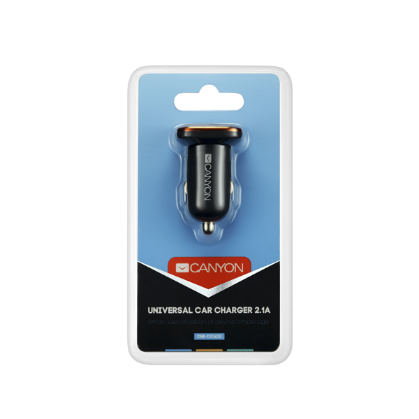 მანქანის მულტიფუნქციური დამტენი CANYON Universal 2xUSB car adapter CNE-CCA02B