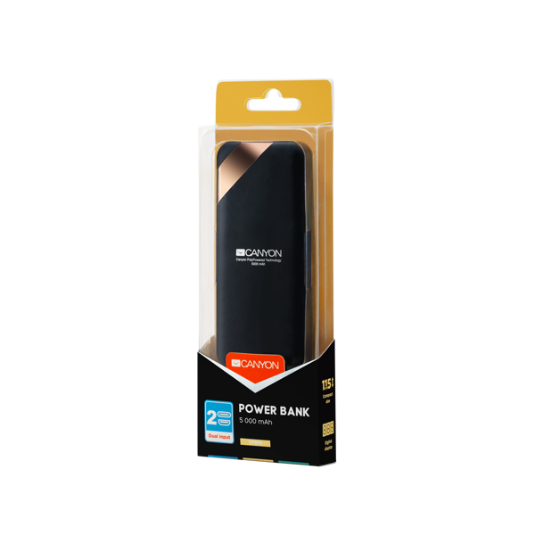 პორტატული დამტენი CANYON Power bank 5000mAh CNE-CPBP5B