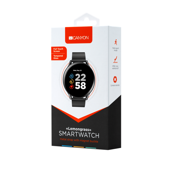 სმარტ საათი CANYON Smart watch 1.3inches IPS full touch screen CNS-SW70BB