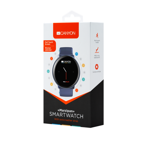 სმარტ საათი CANYON Smart watch, 1.22inches IPS full touch screen CNS-SW75BL