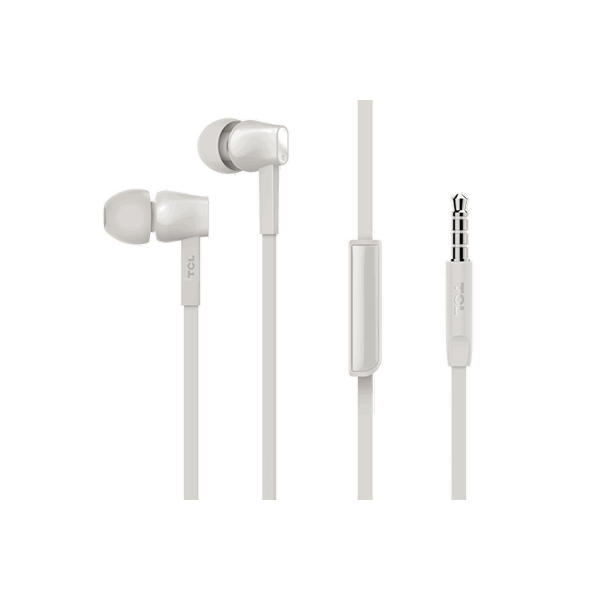 ყურსასმენი TCL ASH WHITE IN-EAR HEADPHONES WITH MIC - MTRO100WT