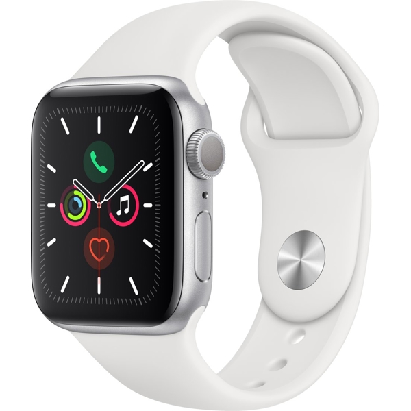 სმარტ საათი Apple A2092 Watch Series 5 GPS, 40mm, Smartphone - Silver, White Sport Band