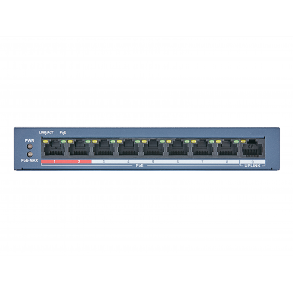 სვიჩი Hikvision L2 Unmanaged 8 10/100M RJ45 PoE ports 1 10/100M RJ45 uplink port