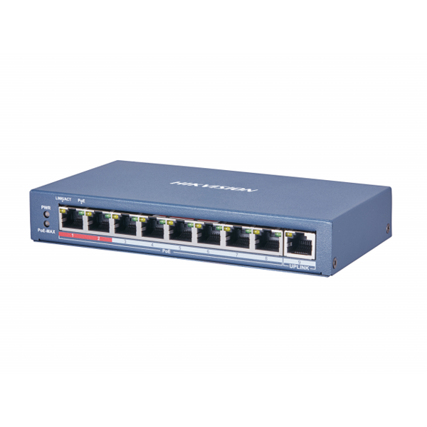 სვიჩი Hikvision L2 Unmanaged 8 10/100M RJ45 PoE ports 1 10/100M RJ45 uplink port