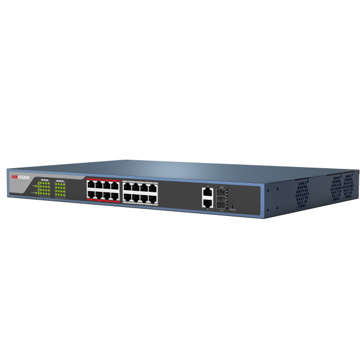 სვიჩი Hikvision L2 Unmanaged 16 10/100M RJ45 PoE ports 2 Gigabit combo ports