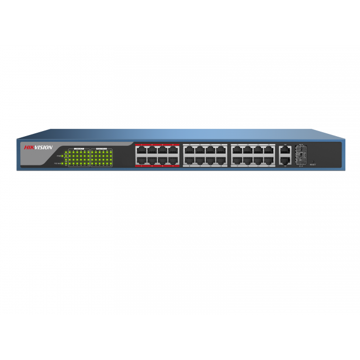 სვიჩი Hikvision L2 Unmanaged 24 10/100M RJ45 PoE ports 2 Gigabit combo ports