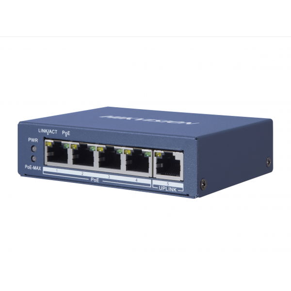 სვიჩი Hikvision L2 Unmanaged 4 Gigabit POE ports 1 Gigabit RJ45 uplink port