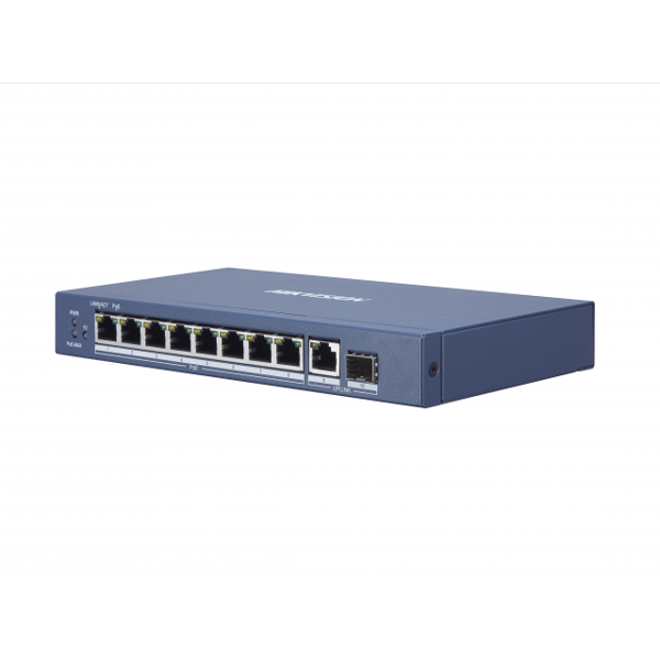 სვიჩი Hikvision L2 Unmanaged 8 Gigabit POE ports 1 Gigabit RJ45 uplink port