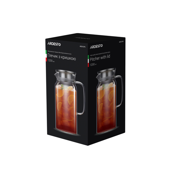 დოქი სახურავით ARDESTO Pitcher with lid 1200 ml borosilicate glass