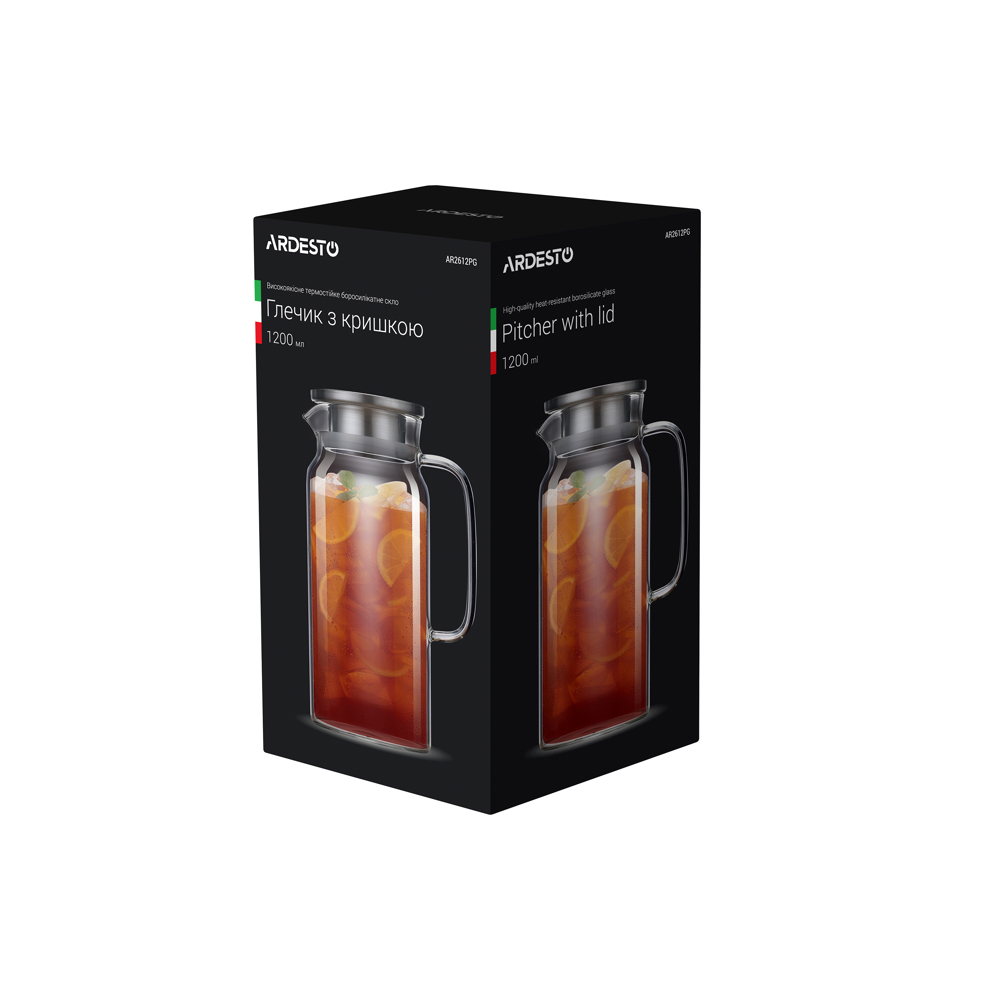 დოქი სახურავით ARDESTO Pitcher with lid 1.2l borosilicate glass