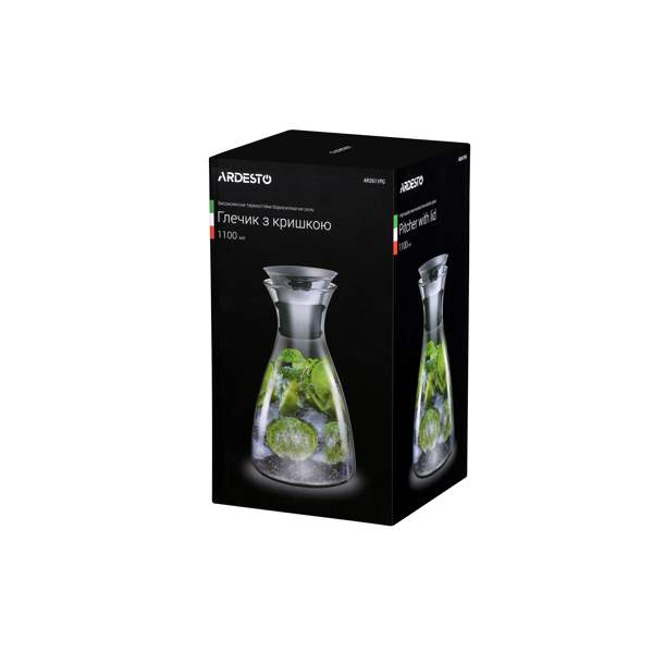 დოქი სახურავით ARDESTO Pitcher with lid 1100 ml borosilicate glass