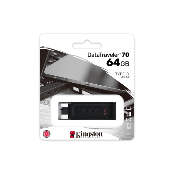 USB ფლეშ მეხსიერება Kingston DT70/64GB 64GB DataTraveler 70 USB 3.2 Gen 1 Type-C Flash Drive