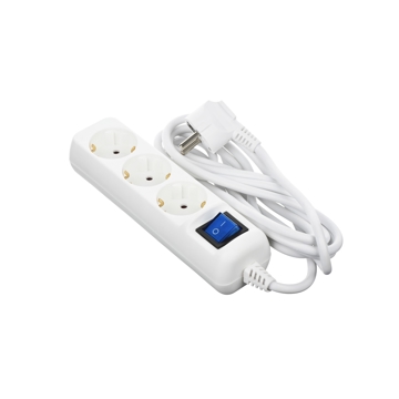 დენის დამაგრძელებელი 2E 1.0mm 3m White body blue switch