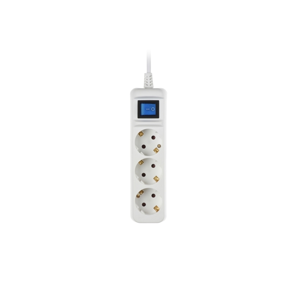 დენის დამაგრძელებელი 2E 1.0mm 3m White body blue switch