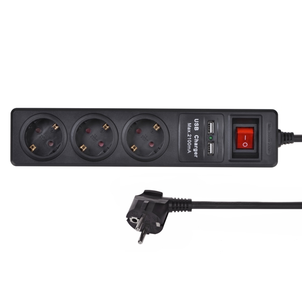 დენის დამაგრძელებელი 2E USB 1.5мм 1.8м BLACK