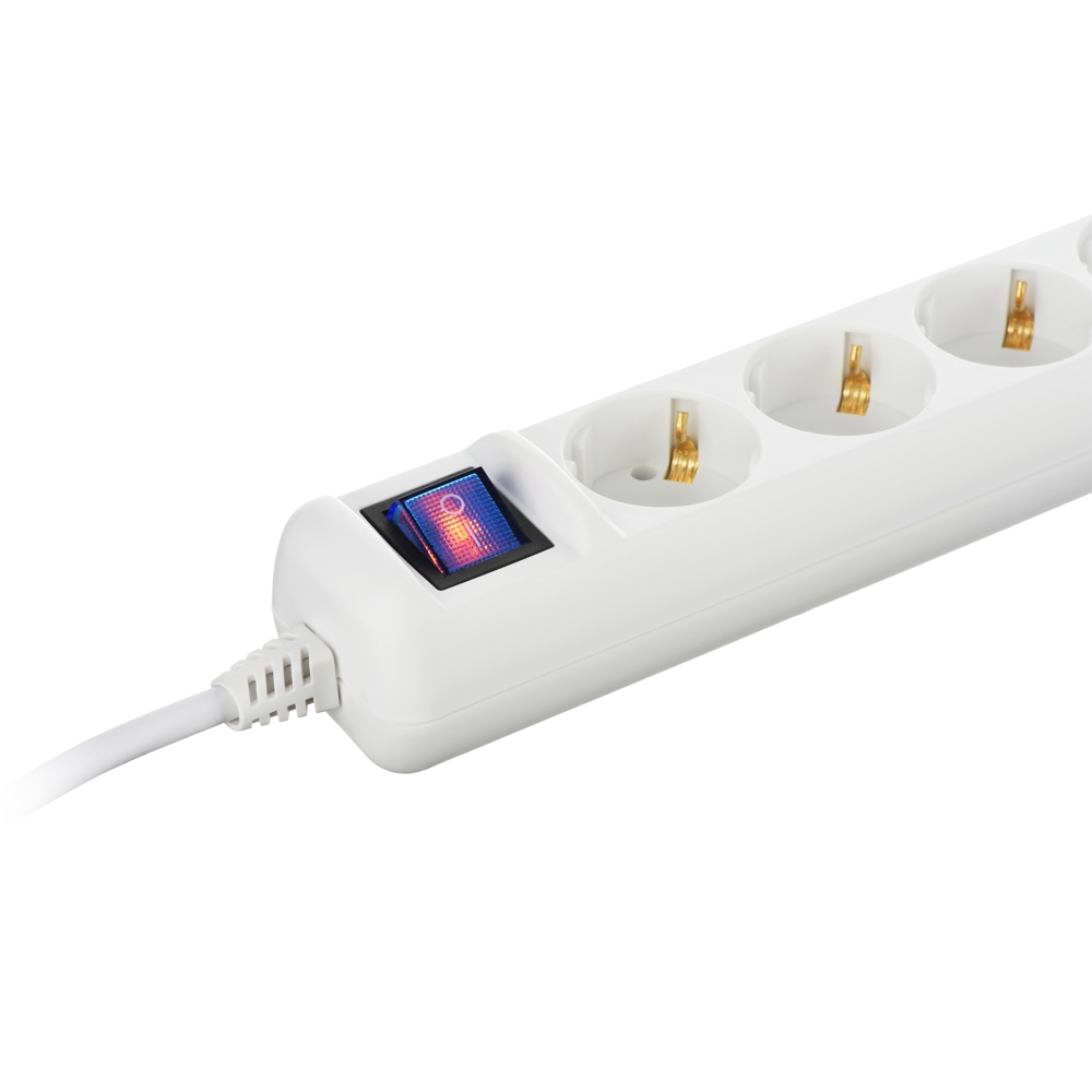 დენის დამაგრძელებელი 2E 2E-U05ESM3W 5 Socket, 3m, White body blue switch